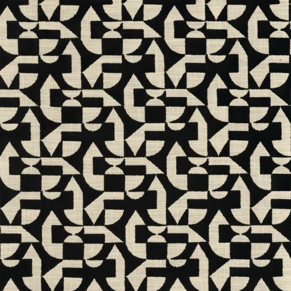 Lonato Fabric - Carbone by black-grey geometric cotton fabric from Camengo