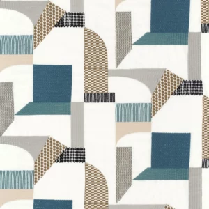 blue contemporary embroideried fabric from Camengo