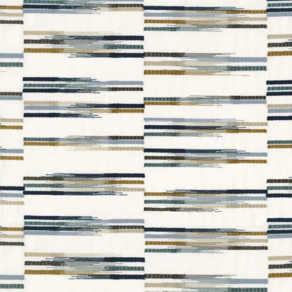 Bakelite Fabric - Horizon by blue striped embroideried fabric from Camengo