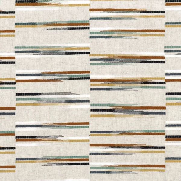 Bakelite Fabric - Givre by multicolour striped embroideried fabric from Camengo