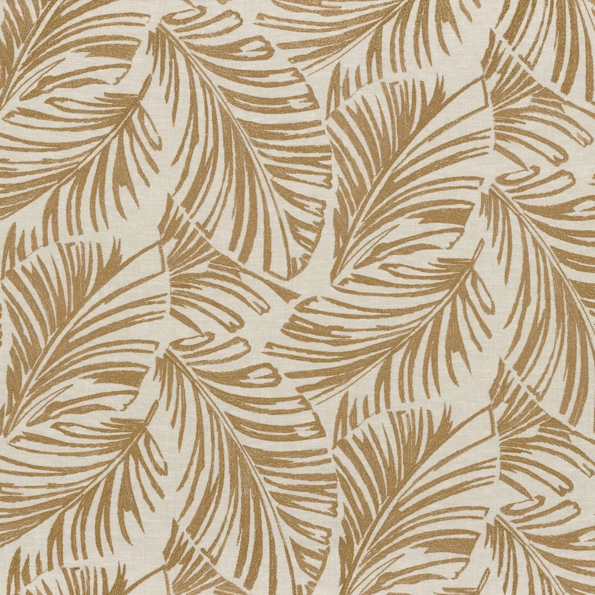 Vivace Fabric - Camel by brown botanical embroideried fabric from Camengo