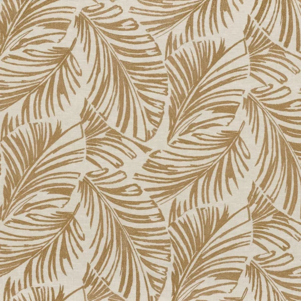 Vivace Fabric - Camel by brown botanical embroideried fabric from Camengo