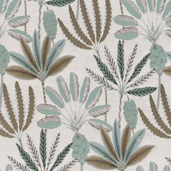 Phloeme Fabric - Celadon by blue botanical jacquard fabric from Camengo