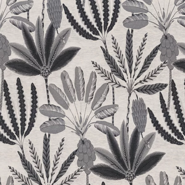 Phloeme Fabric - Carbone by black-grey botanical jacquard fabric from Camengo