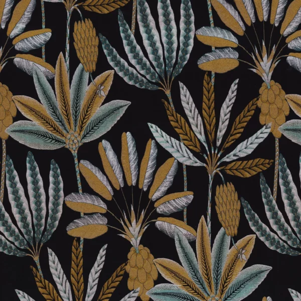 Phloeme Fabric - Horizon by blue botanical jacquard fabric from Camengo