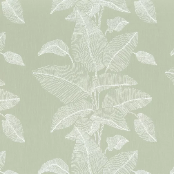 Botanique Cam Fabric - Lichen by green botanical embroideried fabric from Camengo