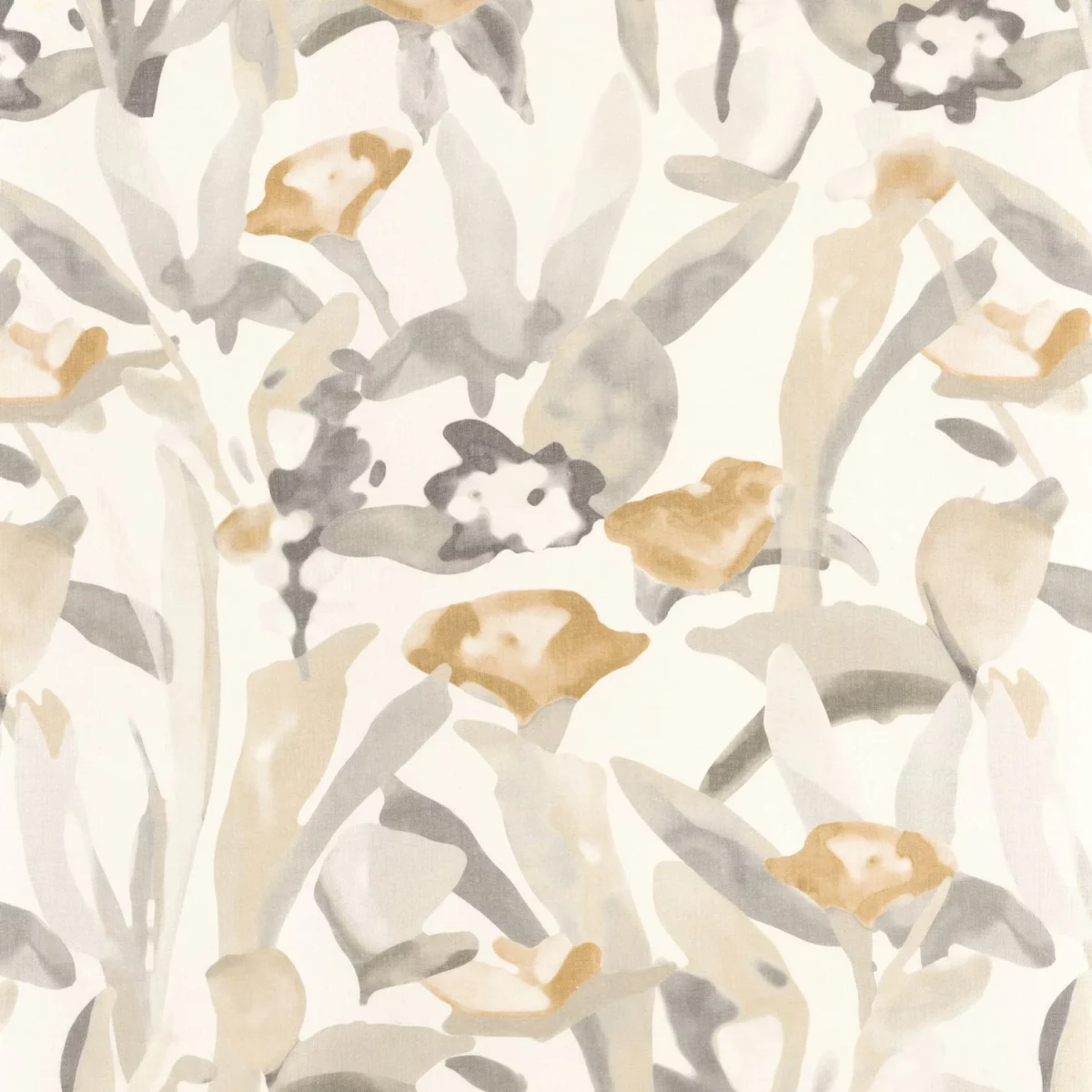 Floraison Fabric - Sable by neutral botanical voile-sheer fabric from Camengo