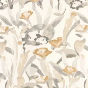 neutral botanical voile-sheer fabric from Camengo
