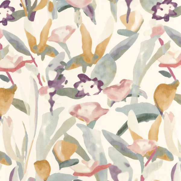 multicolour botanical voile-sheer fabric from Camengo