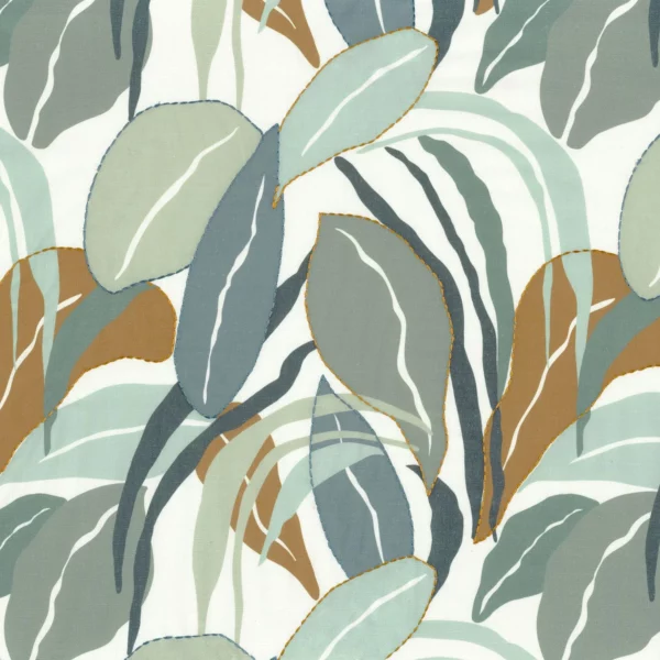 green botanical embroideried fabric from Camengo