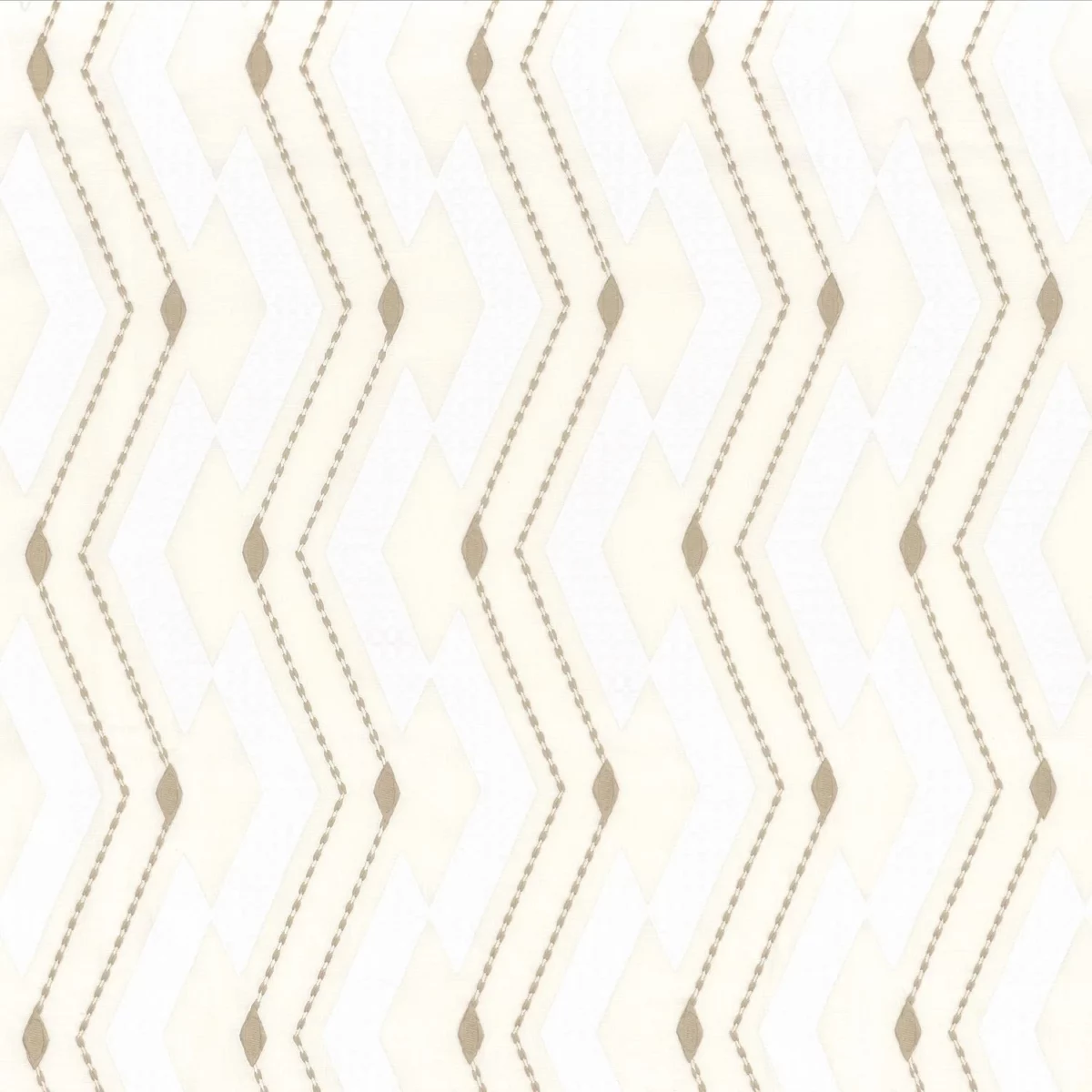 Incas Fabric - Blanc Lin by white striped embroideried fabric from Camengo