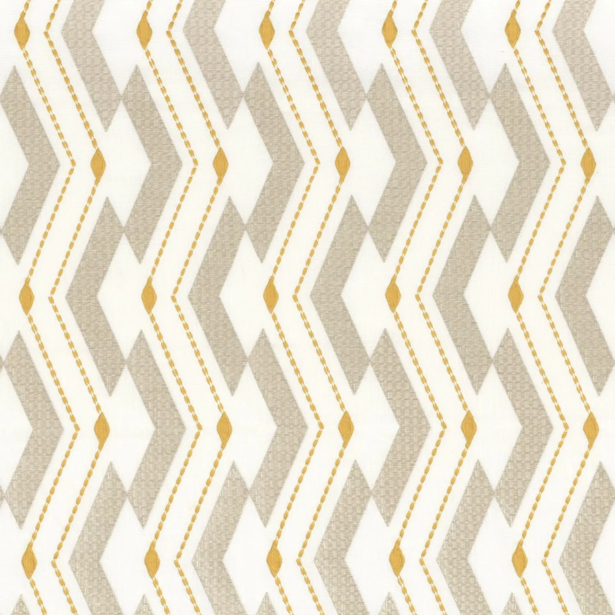 Incas Fabric - Safran by neutral striped embroideried fabric from Camengo