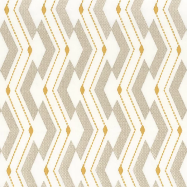 Incas Fabric - Safran by neutral striped embroideried fabric from Camengo