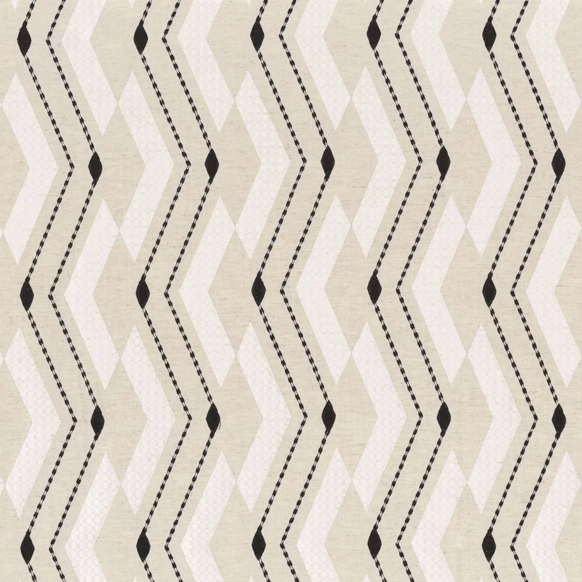 Incas Fabric - Anthracite by black-grey striped embroideried fabric from Camengo