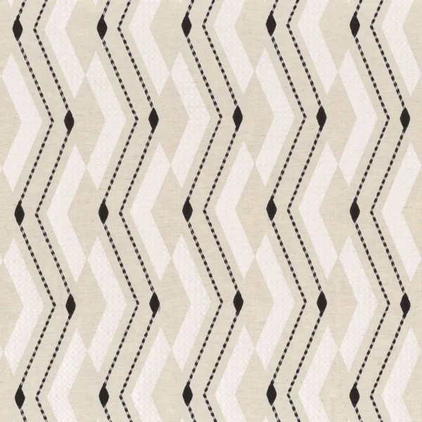 Incas Fabric - Anthracite by black-grey striped embroideried fabric from Camengo