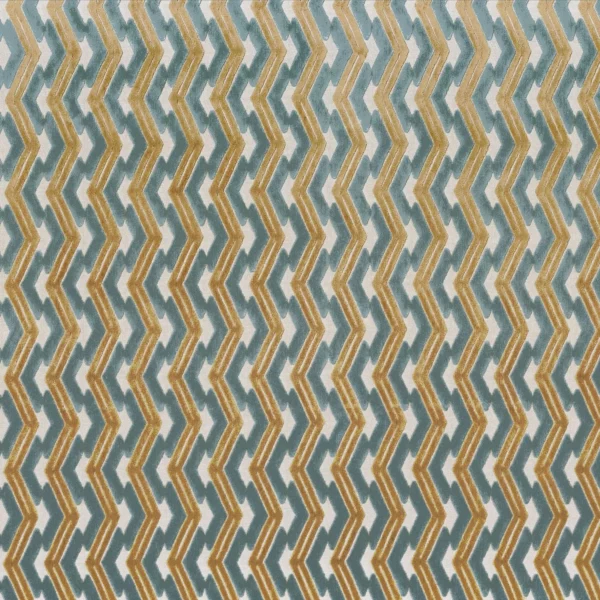 Incas Velvet Fabric - Givre by blue striped velvet-chenille fabric from Camengo