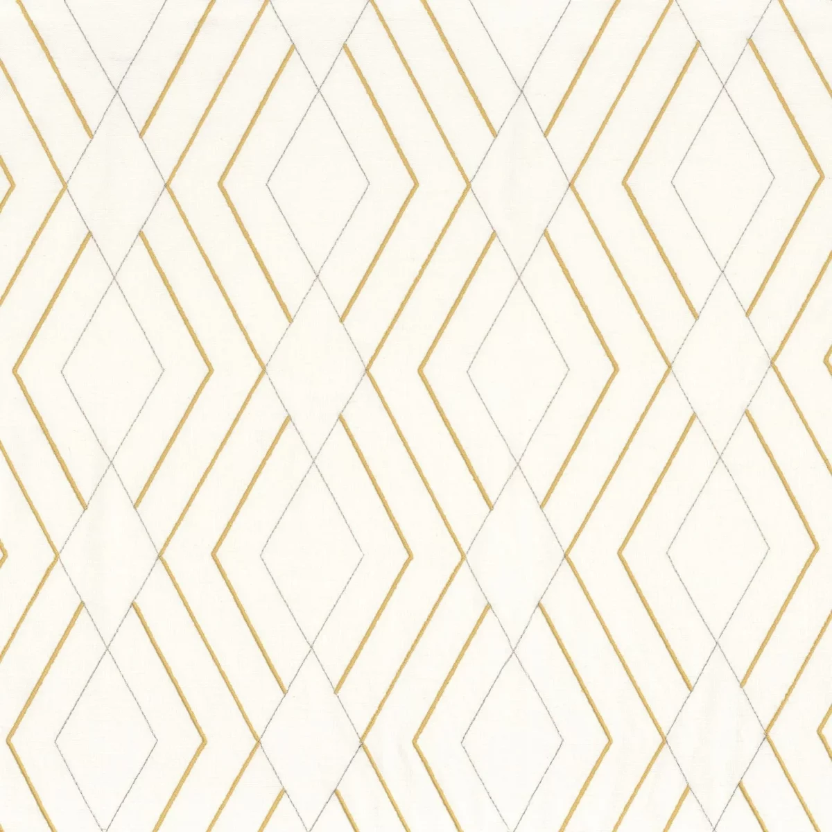 Condor Fabric - Safran by yellow geometric embroideried fabric from Camengo