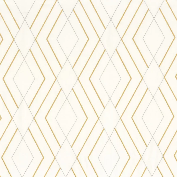 Condor Fabric - Safran by yellow geometric embroideried fabric from Camengo