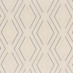 blue geometric embroideried fabric from Camengo