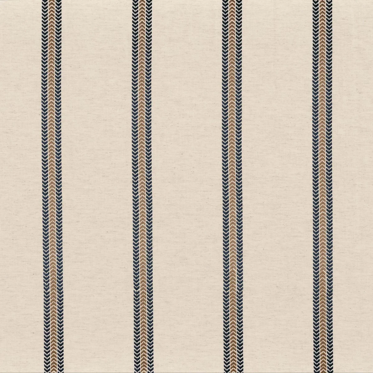 Lima Fabric - Navy by blue striped embroideried fabric from Camengo