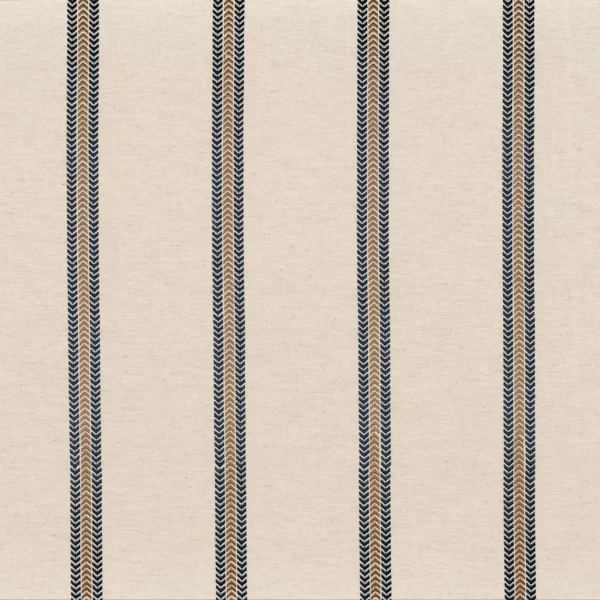 Lima Fabric - Navy by blue striped embroideried fabric from Camengo