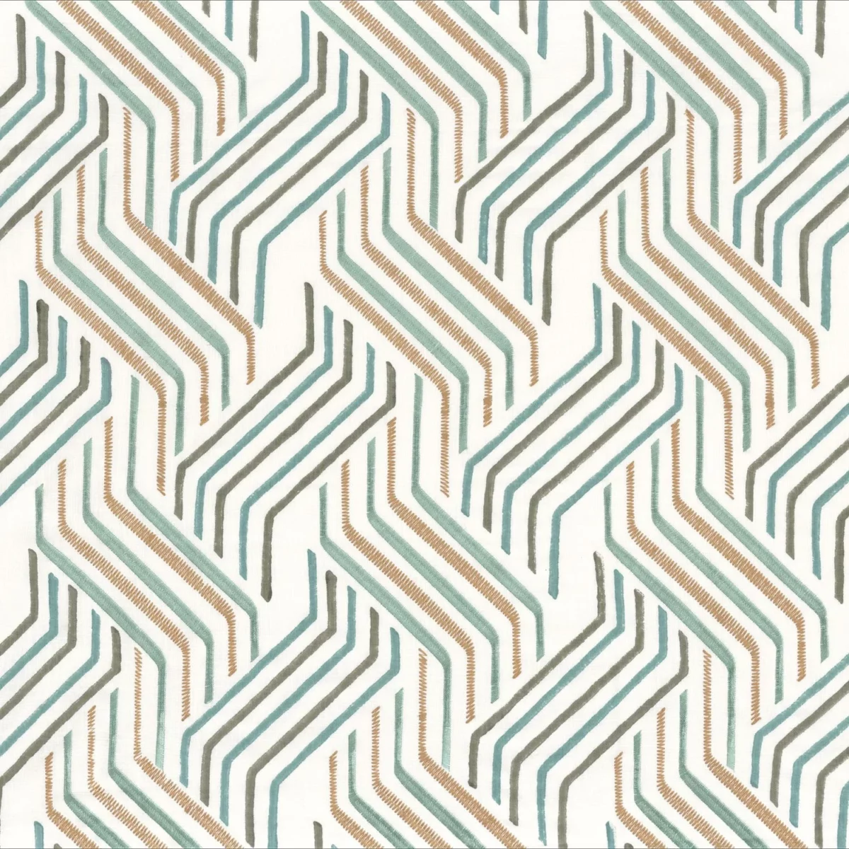 Cuzco Fabric - Celadon by blue retro embroideried fabric from Camengo