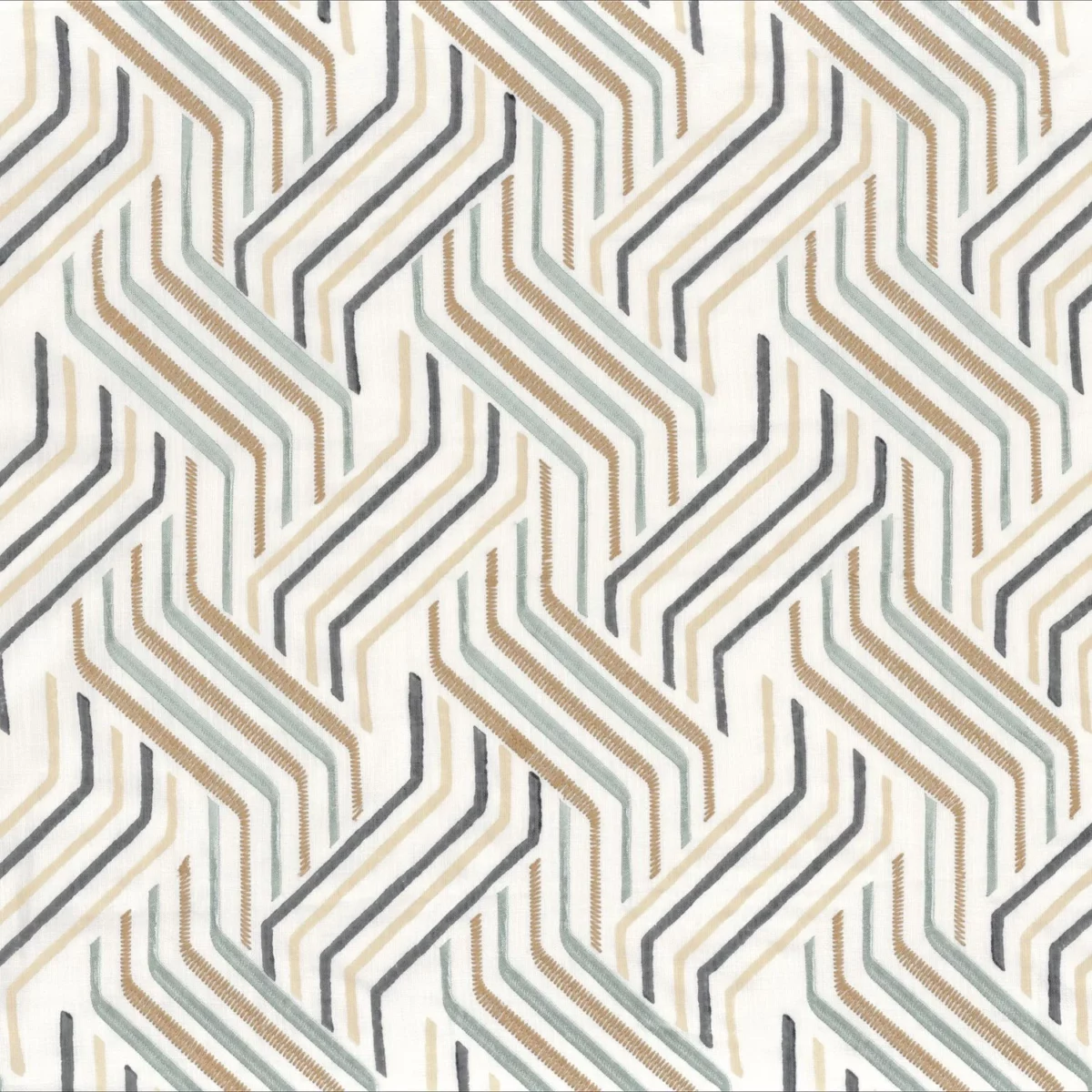 Cuzco Fabric - Navy by blue retro embroideried fabric from Camengo
