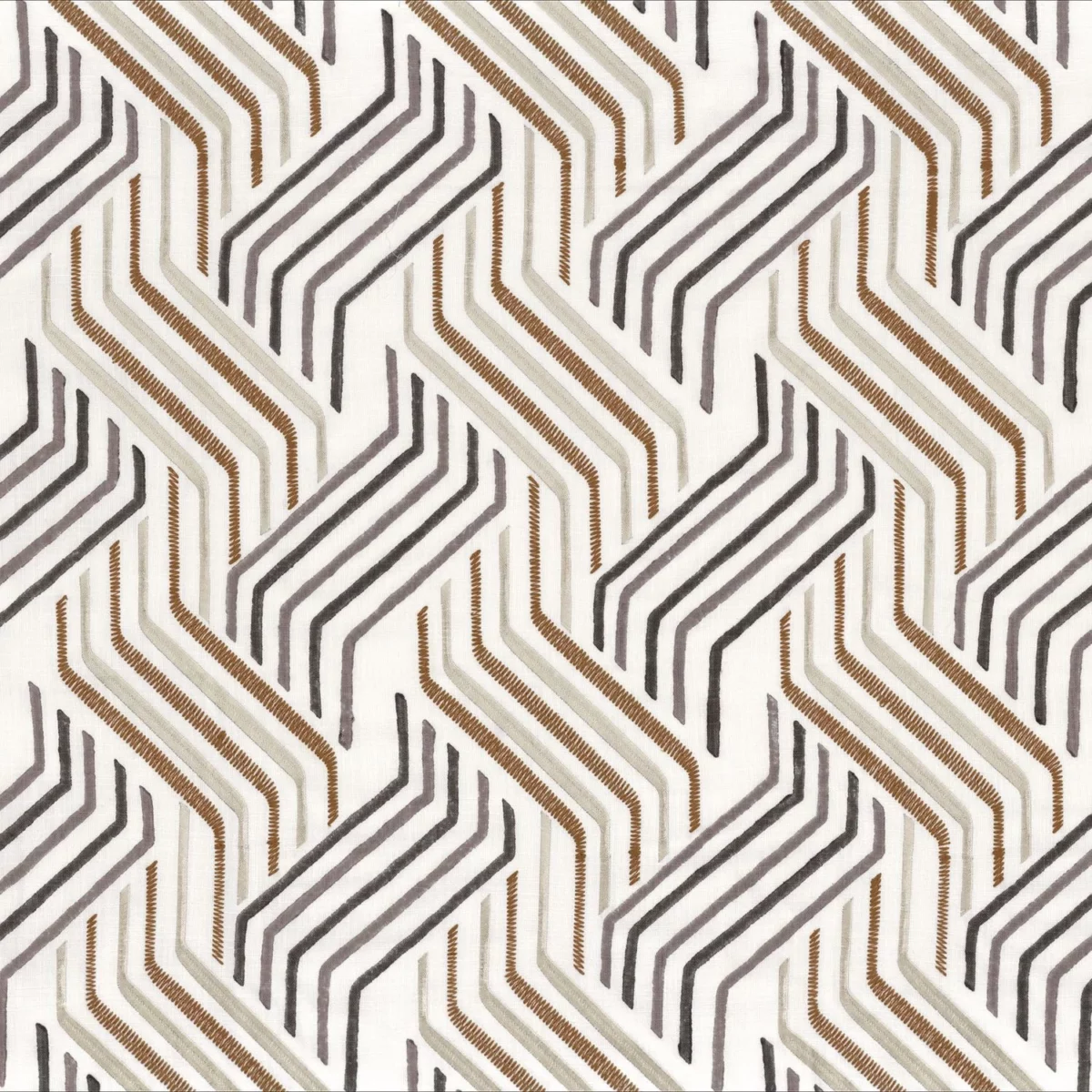 Cuzco Fabric - Anthracite by black-grey retro embroideried fabric from Camengo