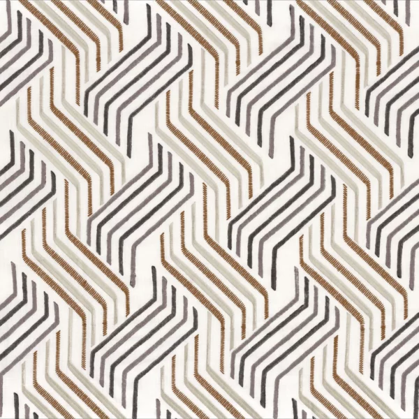 Cuzco Fabric - Anthracite by black-grey retro embroideried fabric from Camengo