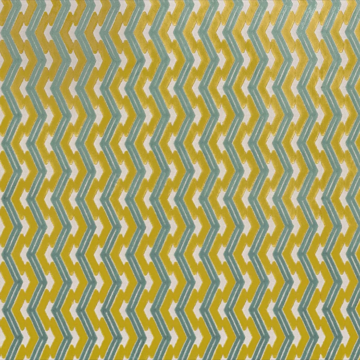 Incas Velvet Fabric - Safran by green striped velvet-chenille fabric from Camengo