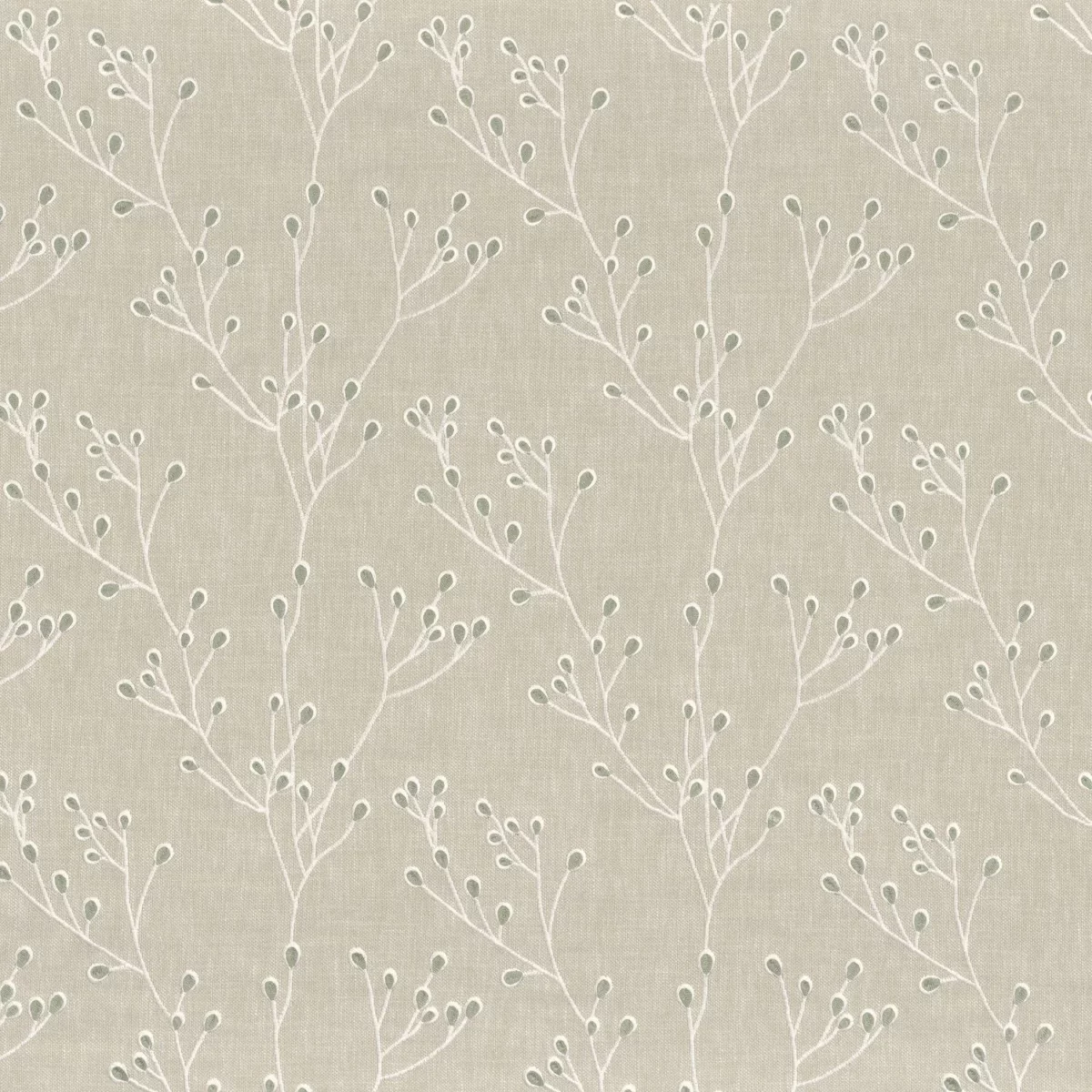 Papille Fabric - Lichen by neutral botanical embroideried fabric from Camengo