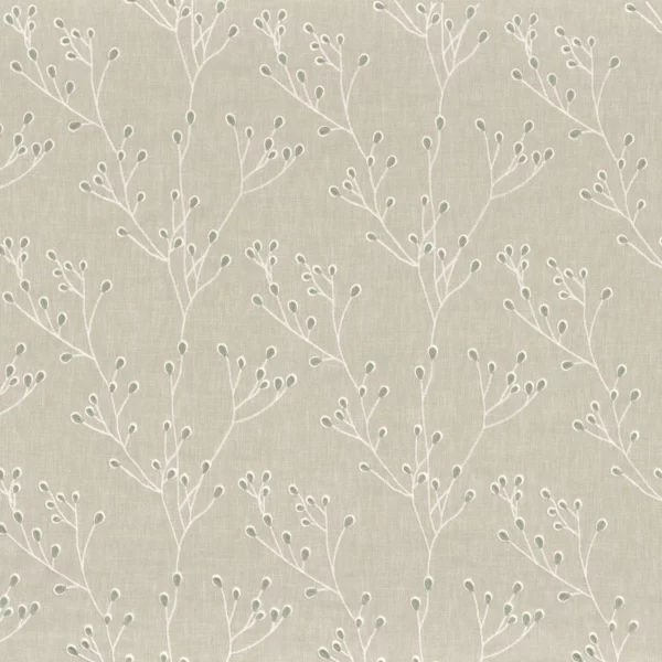 Papille Fabric - Lichen by neutral botanical embroideried fabric from Camengo