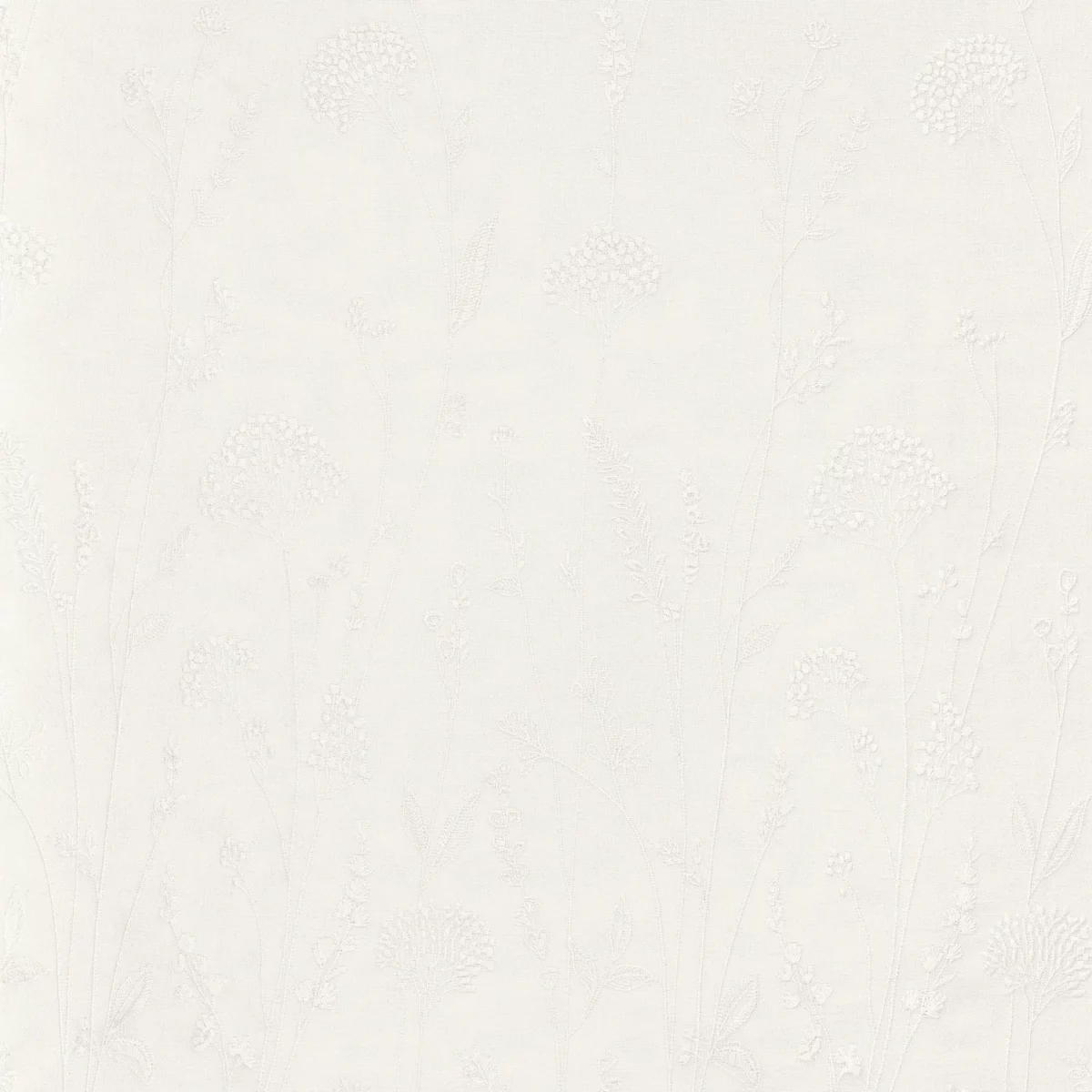 Auxine Fabric - Neige by white botanical embroideried fabric from Camengo