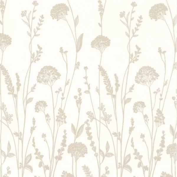 Auxine Fabric - Lin by neutral botanical embroideried fabric from Camengo