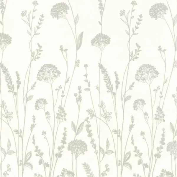 Auxine Fabric - Brume by green botanical embroideried fabric from Camengo