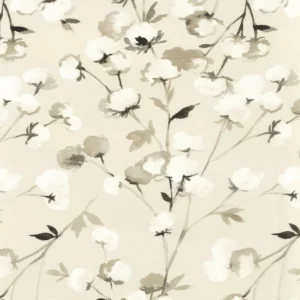 neutral botanical cotton fabric from Camengo