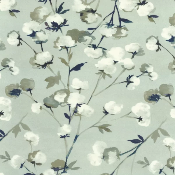 Fleur De Coton Fabric - Amande by green botanical cotton fabric from Camengo