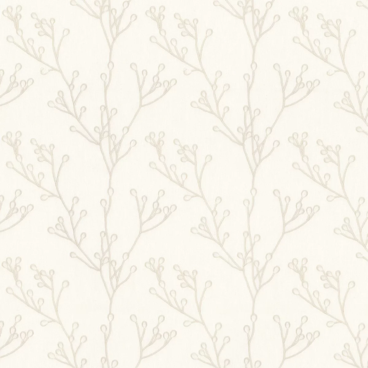 Papille Fabric - Neige by white botanical embroideried fabric from Camengo