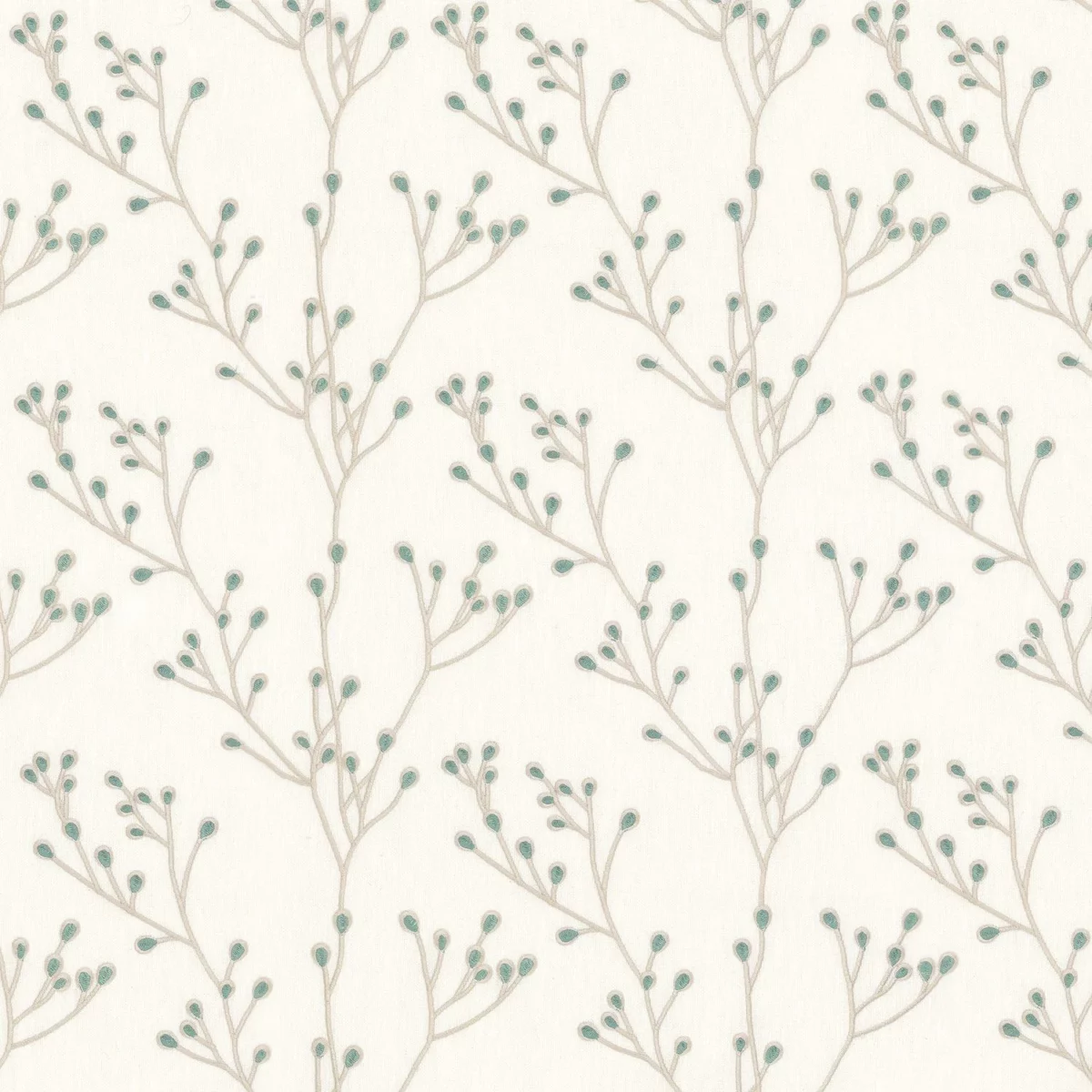 Papille Fabric - Horizon by green botanical embroideried fabric from Camengo