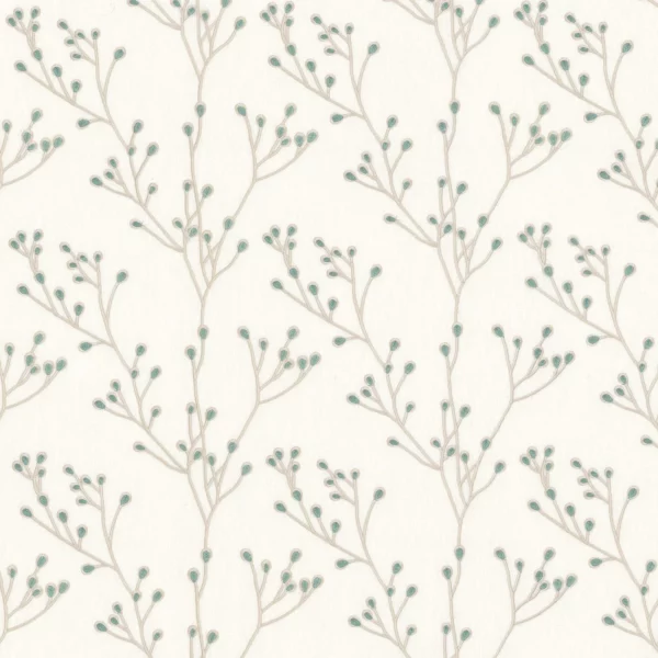 Papille Fabric - Horizon by green botanical embroideried fabric from Camengo