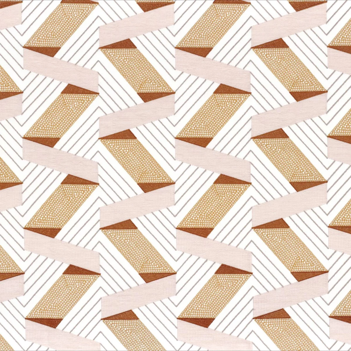 Bilbao Fabric - Nude by orange retro embroideried fabric from Camengo