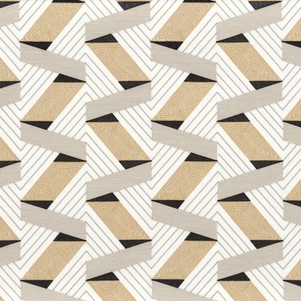 Bilbao Fabric - Jaune by neutral retro embroideried fabric from Camengo