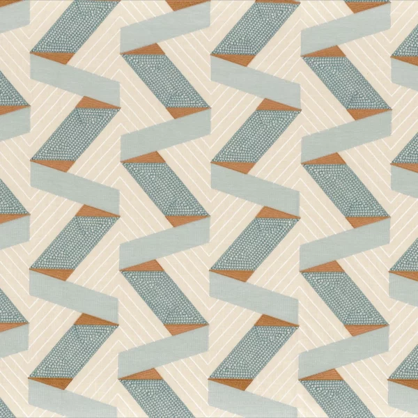 Bilbao Fabric - Celadon by blue retro embroideried fabric from Camengo