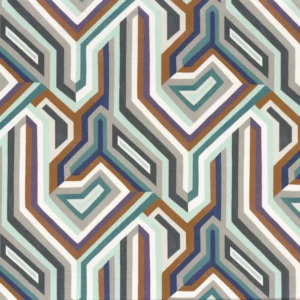 blue contemporary printed fabric from Camengo