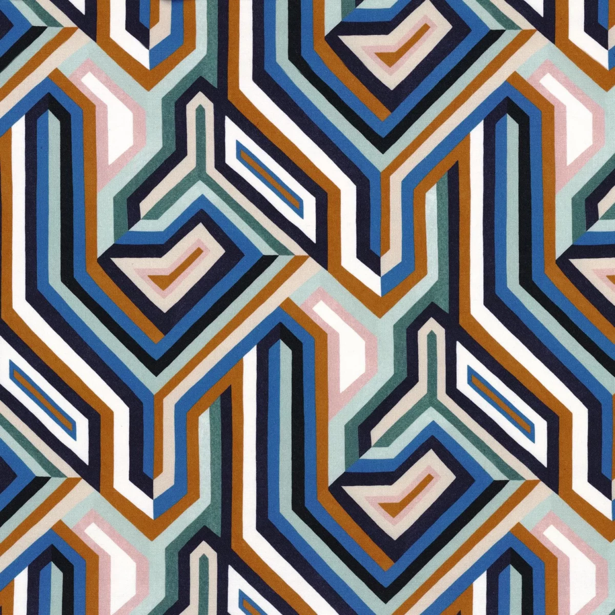 Gugg Fabric - Indigo by blue contemporary printed fabric from Camengo