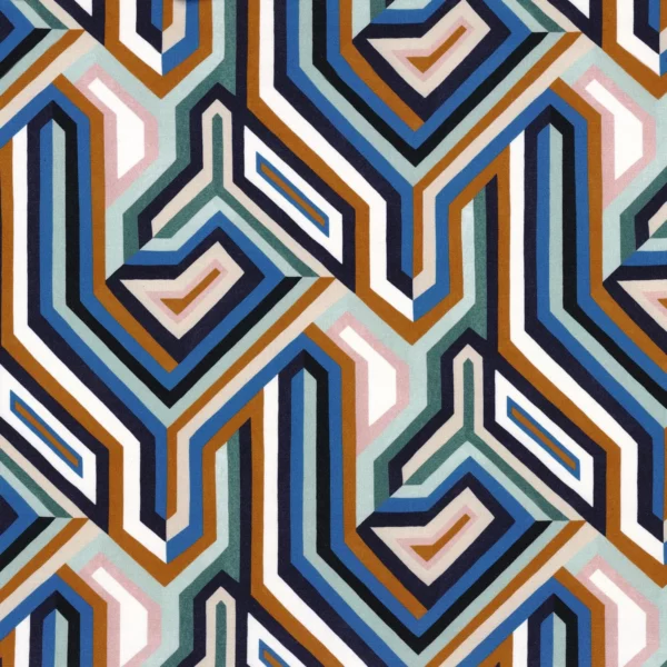 blue contemporary printed fabric from Camengo