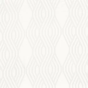 white geometric voile-sheer fabric from Camengo