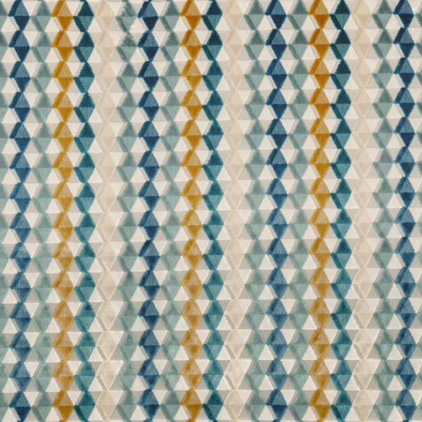 Arenal Fabric - Celadon by blue striped velvet-chenille fabric from Camengo
