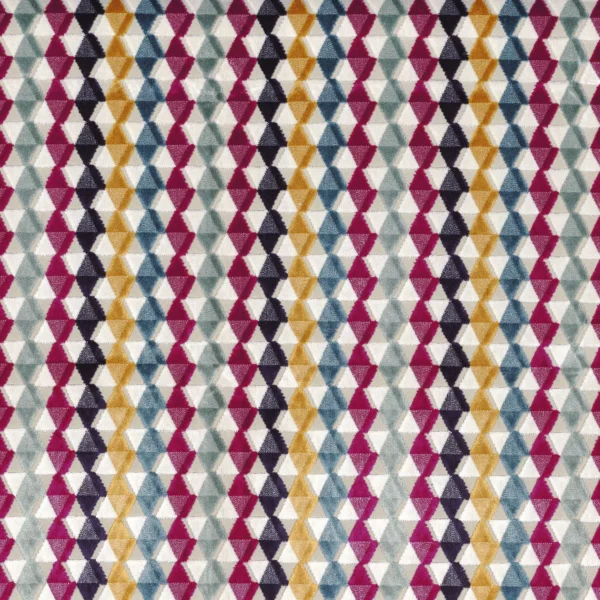 Arenal Fabric - Fuschia by multicolour striped velvet-chenille fabric from Camengo