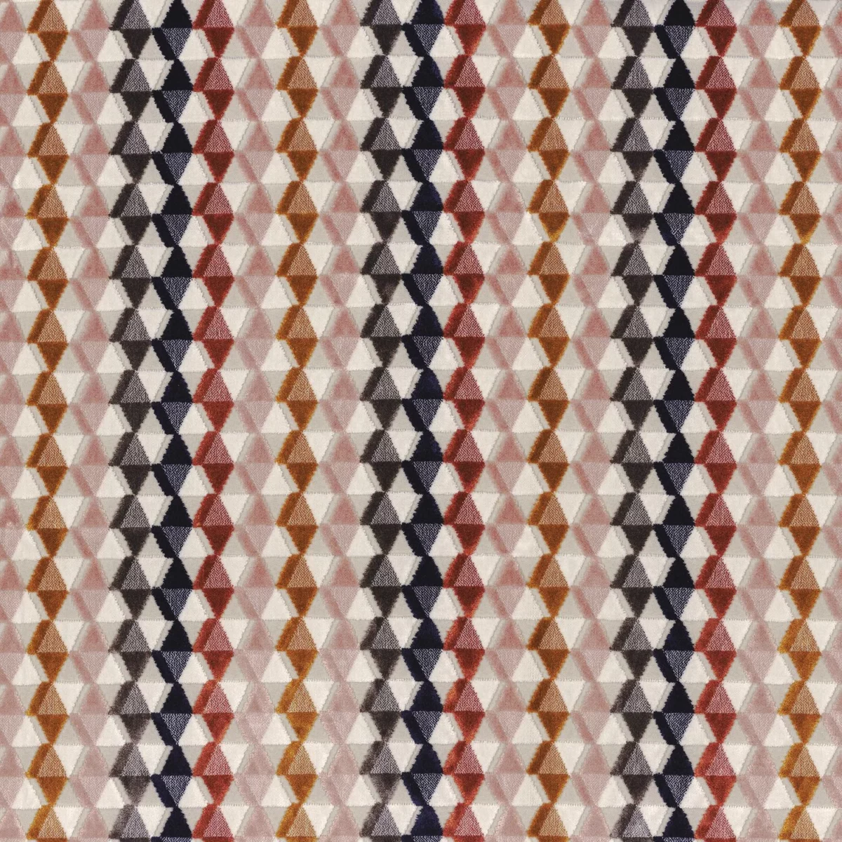 Arenal Fabric - Terracotta by multicolour striped velvet-chenille fabric from Camengo
